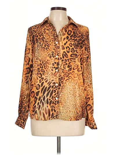 Pre-owned T Tahari Long Sleeve Blouse In Gold