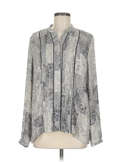 Pre-owned T Tahari Long Sleeve Blouse In Gray