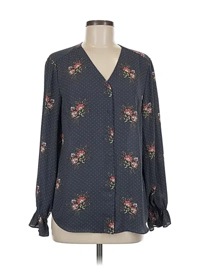 Pre-owned T Tahari Long Sleeve Blouse In Gray