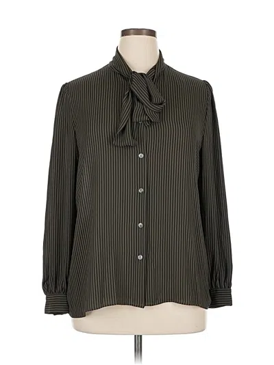 Pre-owned T Tahari Long Sleeve Blouse In Gray