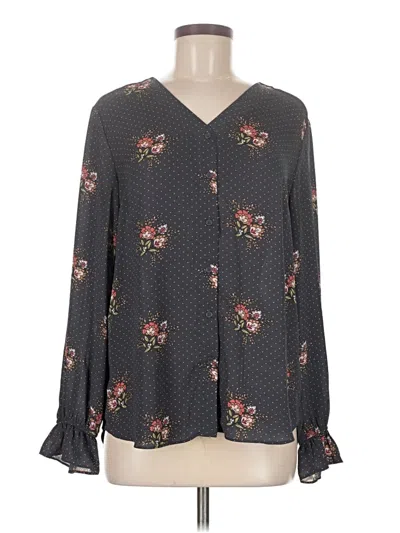 Pre-owned T Tahari Long Sleeve Blouse In Gray