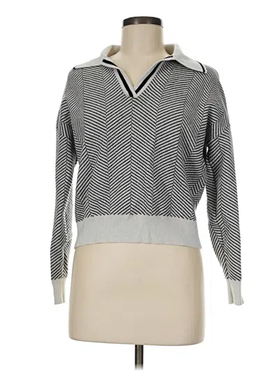 Pre-owned T Tahari Long Sleeve Blouse In Gray