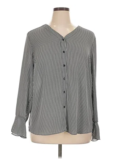 Pre-owned T Tahari Long Sleeve Blouse In Gray