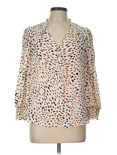 Pre-owned T Tahari Long Sleeve Blouse In Ivory
