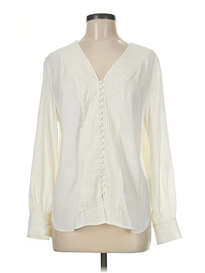 Pre-owned T Tahari Long Sleeve Blouse In Ivory