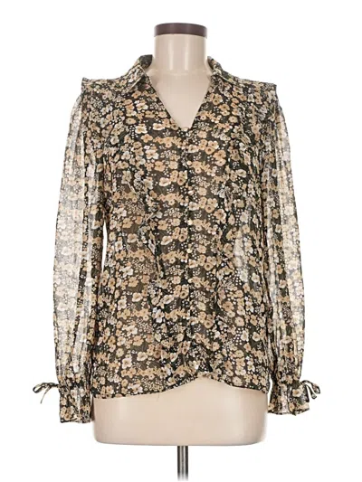 Pre-owned T Tahari Long Sleeve Blouse In Orange