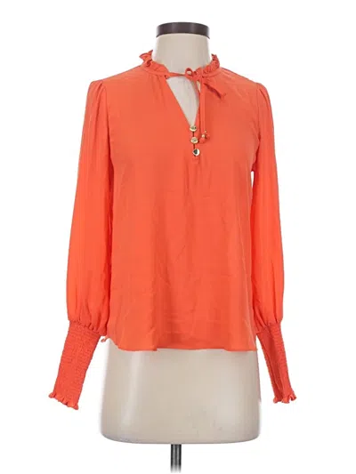 Pre-owned T Tahari Long Sleeve Blouse In Orange