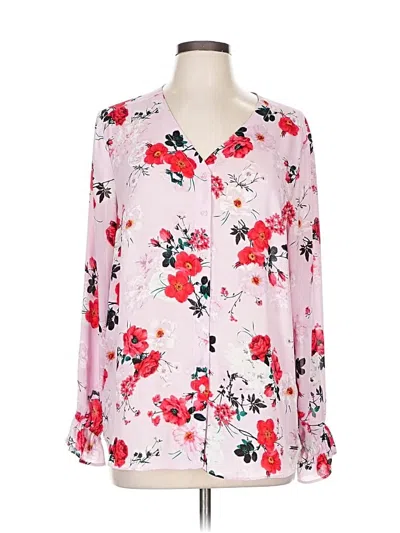 Pre-owned T Tahari Long Sleeve Blouse In Pink