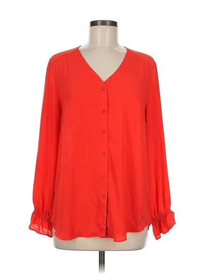 Pre-owned T Tahari Long Sleeve Blouse In Red