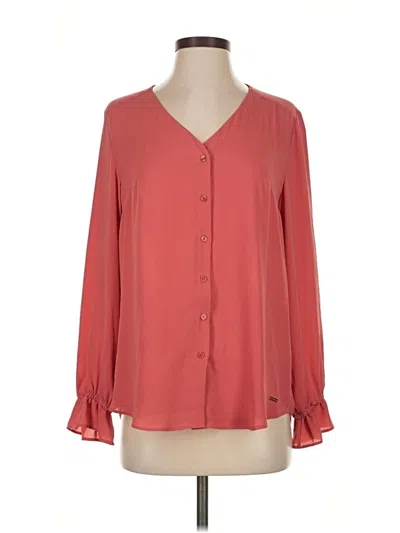 Pre-owned T Tahari Long Sleeve Blouse In Red