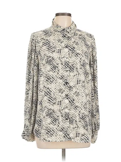 Pre-owned T Tahari Long Sleeve Blouse In Silver