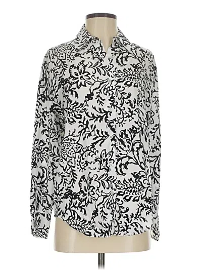Pre-owned T Tahari Long Sleeve Blouse In Silver