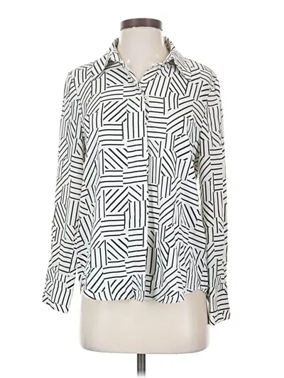 Pre-owned T Tahari Long Sleeve Blouse In Silver