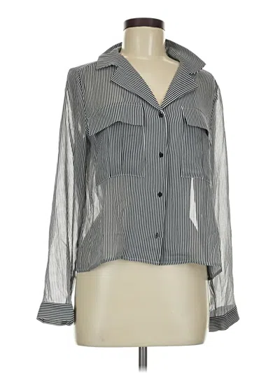 Pre-owned T Tahari Long Sleeve Blouse In Silver