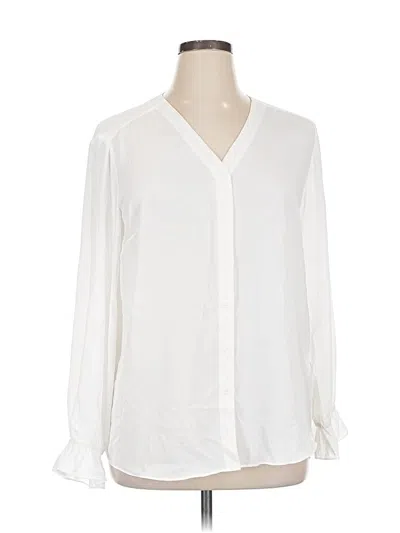 Pre-owned T Tahari Long Sleeve Blouse In White