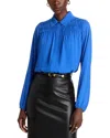 T Tahari Long Sleeve Button Down Blouse In Blue Marina
