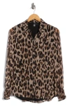 T Tahari Long Sleeve Button Down Blouse In Brown