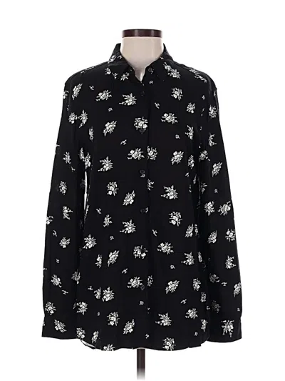 Pre-owned T Tahari Long Sleeve Button Down Shirt In Black