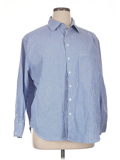 Pre-owned T Tahari Long Sleeve Button Down Shirt In Blue