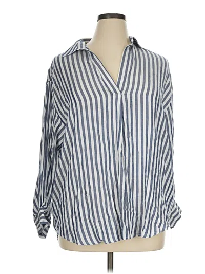 T Tahari Long Sleeve Button Down Shirt In Blue