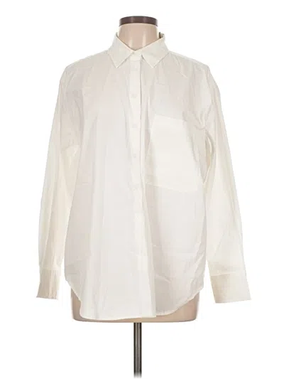 Pre-owned T Tahari Long Sleeve Button Down Shirt In Ivory
