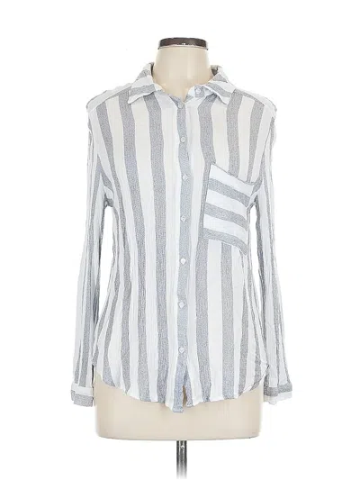 Pre-owned T Tahari Long Sleeve Button Down Shirt In Silver