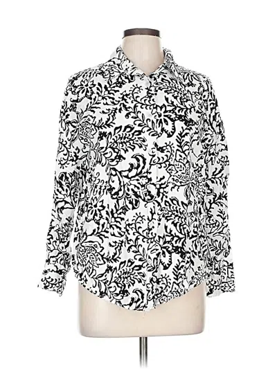 Pre-owned T Tahari Long Sleeve Button Down Shirt In White