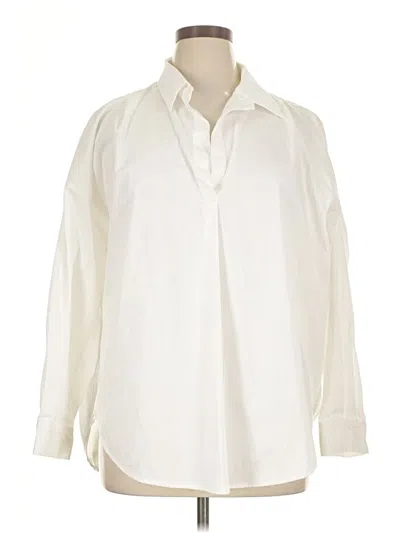 Pre-owned T Tahari Long Sleeve Button Down Shirt In White