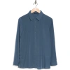 T Tahari Long Sleeve Button Front Shirt In Deep Slate Blue