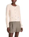 T Tahari Long Sleeve Crewneck Button Down Cardigan In Pearl Drop