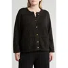 T Tahari Lurex Knit Crewneck Cardigan In Black/gold Lurex