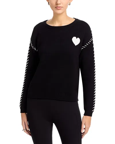 T Tahari Long Sleeve Crewneck Intarsia Sweater In Black