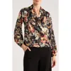 T Tahari Long Sleeve Faux Wrap Top In Black