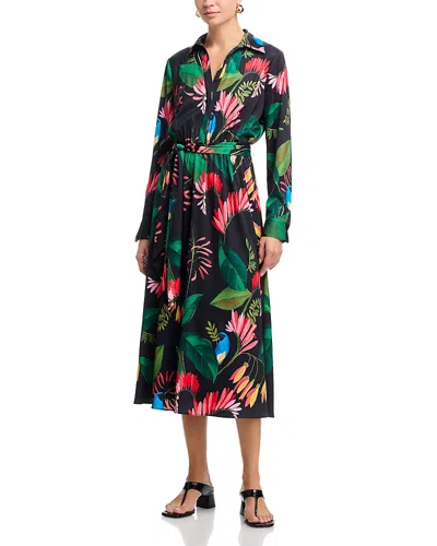 T Tahari Long Sleeve Half Placket Faux Wrap Dress In Green