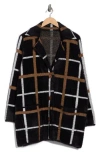 T Tahari Long Sleeve Plaid Coat