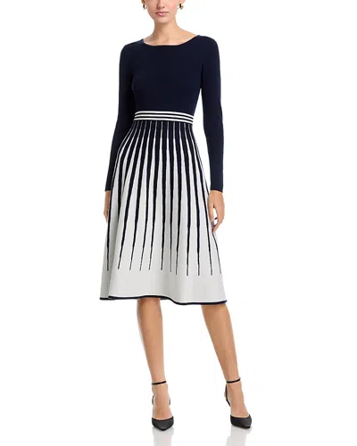 T Tahari Long Sleeve Round Neck Sweater Dress In Black