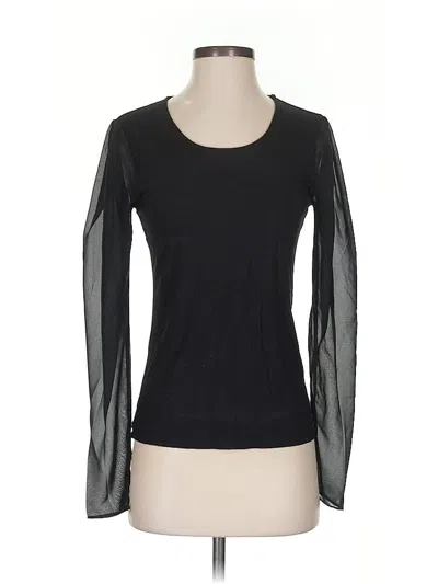 Pre-owned T Tahari Long Sleeve Top Black Solid Pattern Scoop Neck Tops
