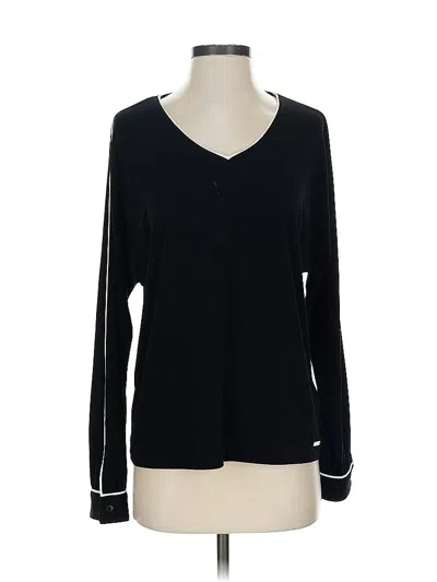 Pre-owned T Tahari Long Sleeve Top Black V Neck Tops