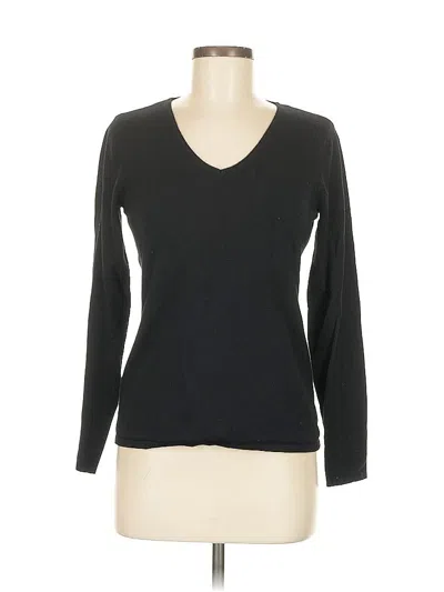 Pre-owned T Tahari Long Sleeve Top Black V Neck Tops