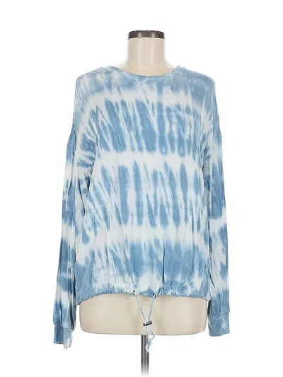 Pre-owned T Tahari Long Sleeve Top Blue Tie-dye Pattern Boatneck Tops
