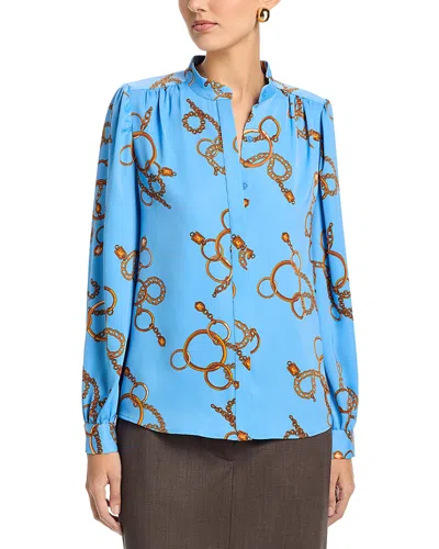 T Tahari Long Sleeved Button Down Blouse In Multi