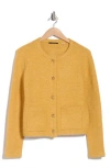 T Tahari Lurex Knit Crewneck Cardigan In Yellow/gold