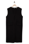 T Tahari Melton Duster Sweater Vest In Black