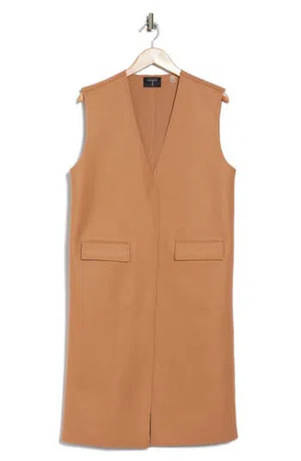 T Tahari Melton Duster Sweater Vest In Grizzly Camel Heather
