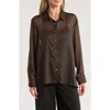 T Tahari Metallic Dot Long Sleeve Button-up Shirt In Multi