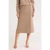 T Tahari Metallic Pleated Midi Sweater Skirt In Brown