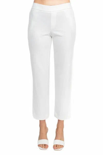 T Tahari Mid Waist Pull On Ankle Slim Fit Crepe Pant With Pockets In White