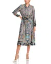 T Tahari Womens Printed Satin Midi Dress In Royal Gard