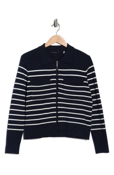 T Tahari Milano Stripe Crop Sweater Jacket In Black