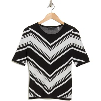 T TAHARI T TAHARI MITERED CHEVRON STRIPE SWEATER